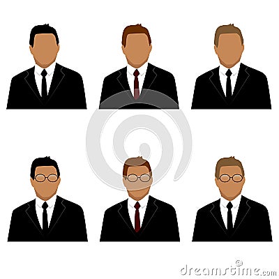 Set of man in suit avatars Vector Illustration
