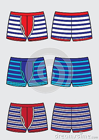 Set of mans underpants. Striped pattern variants sketch Cartoon Illustration