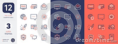 Set of Manual, Speech bubble and Web mail line icons. For design. Vector Stock Photo