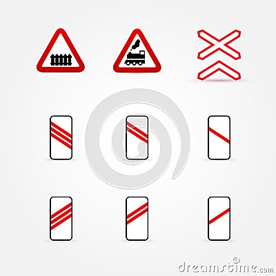 Set of many traffic signs Stock Photo