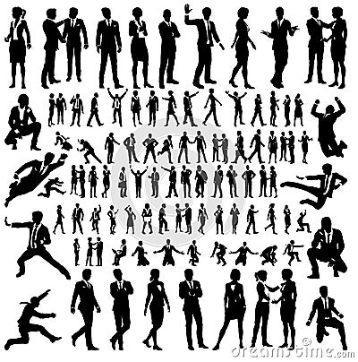 Business People Silhouettes Big Set Vector Illustration