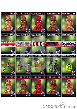 set of maori culture icons. Vector illustration decorative design Vector Illustration