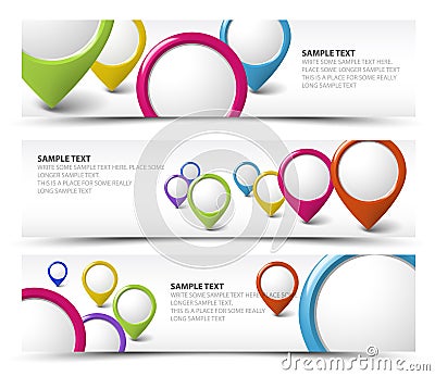 Set of map locator horizontal banners Vector Illustration