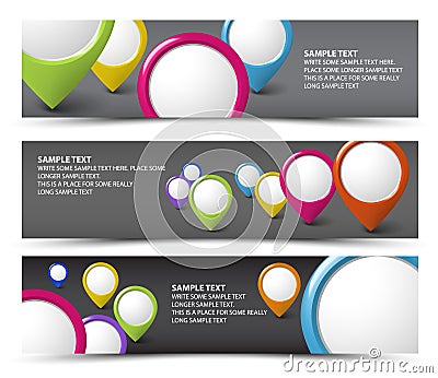 Set of map locator horizontal banners Vector Illustration