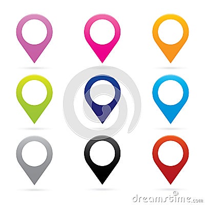 Set map pointer icon marker GPS location flag symbol Vector Illustration