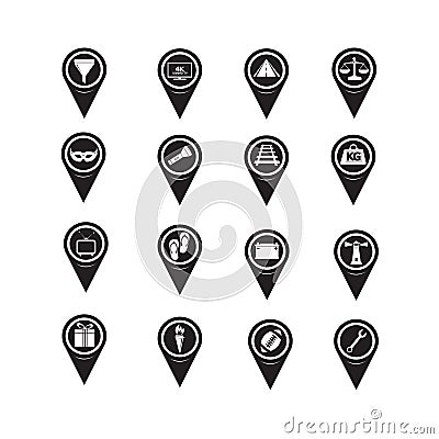 Set of Map Pointer icons for website and communication Vector Illustration