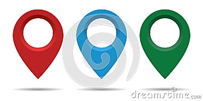 Set of map pointers isolated on white background gps location position marker Vector Illustration