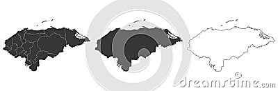 Set of 3 maps of Honduras - vector illustrations Vector Illustration