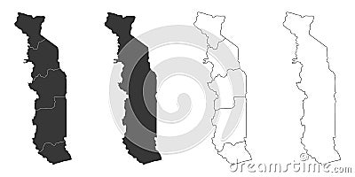 Set of 3 maps of Togo - vector illustrations Vector Illustration
