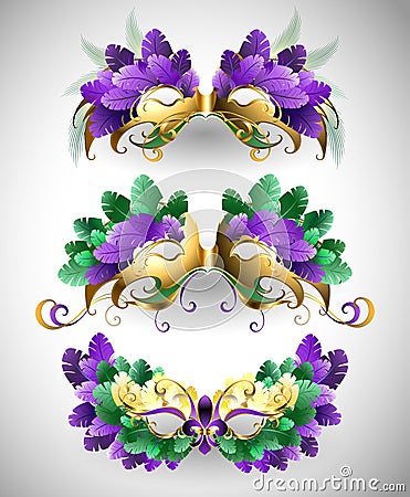 Set of Mardi Gras masks Vector Illustration