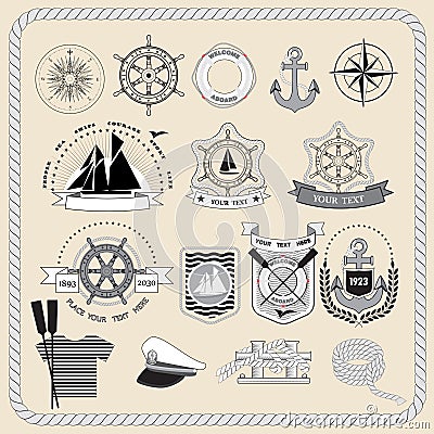 Set of marine icons. vector illustration Vector Illustration