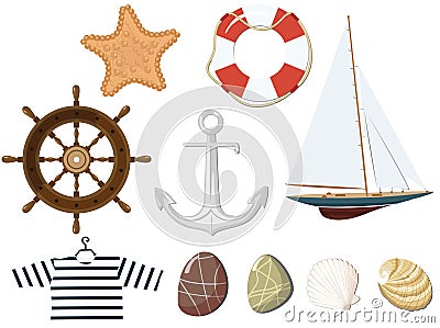 Set of the marine objects. Stock Photo