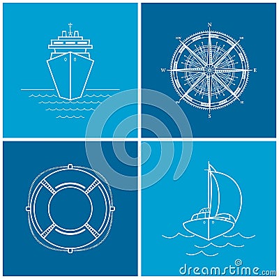 Set of maritime icons, vector illustration Vector Illustration