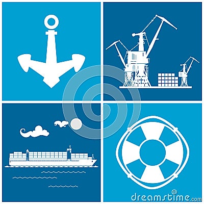 Set of maritime icons, vector illustration Vector Illustration