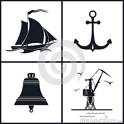 Set of maritime icons, vector illustration Vector Illustration