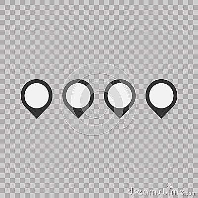 Set of mark pointer sign.Flat style icons on transparent background. Trendy Flat style for graphic design, Web site, UI. Vector Illustration