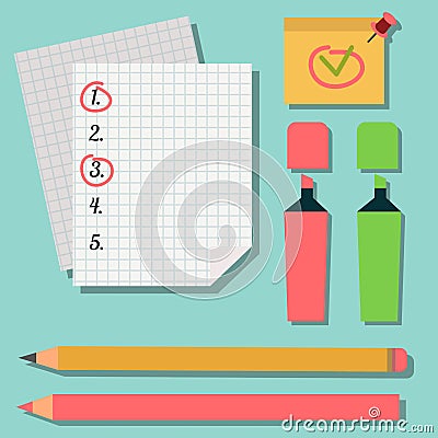 Set of marker pens colourful highlighters drawing graphic mark office supply vector illustration Vector Illustration