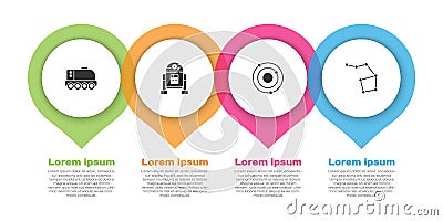 Set Mars rover, Robot, Solar system and Great Bear constellation. Business infographic template. Vector Vector Illustration