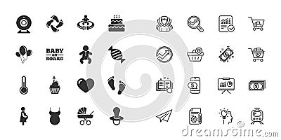 Set of Maternity, Pregnancy and Baby care icons. Vector Vector Illustration
