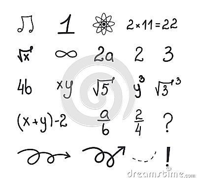 set of mathematical equations and numbers. The theory of the laws of geometry and the mathematical formula of the Vector Illustration
