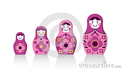 Set of matryoshka russian nesting dolls Vector Illustration