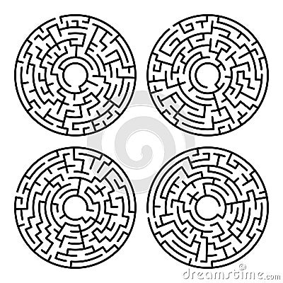 Set of maze circle. Labyrinth. Maze symbol. Isolated on white ba Stock Photo