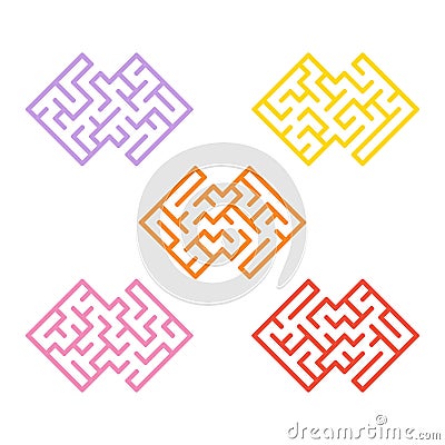 A set of mazes. Game for kids. Puzzle for children. Labyrinth conundrum. Find the right path. Color vector illustration Vector Illustration