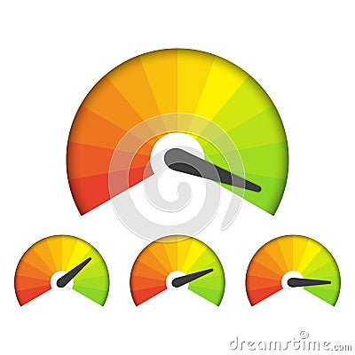 Set of measuring icons on a white background. Speedometer icons set Vector Illustration