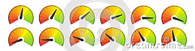 Set of measuring speedometer icons on a white background Vector Illustration