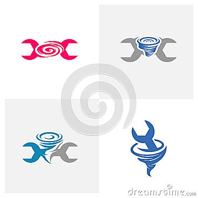 Set of Mechanic Tornado logo vector template, Creative Twister logo design concepts, icon symbol, Illustration Vector Illustration