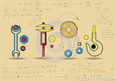 Set of mechanical icons. Vector Illustration