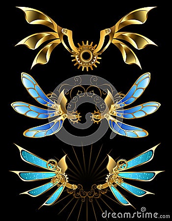 Set of mechanical wings Vector Illustration