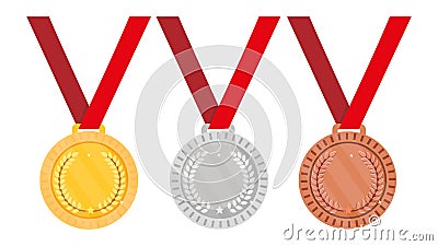 Set of medals - gold, silver and bronze. Vector illustration Vector Illustration