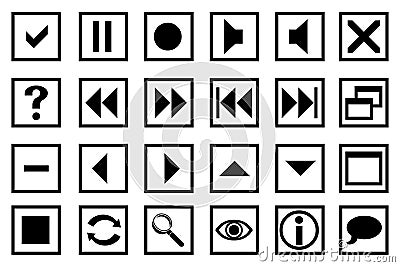 Set media player buttons. Computer interface. Vector illustration. Stock image. Vector Illustration