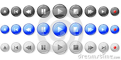 Set of media player buttons Vector Illustration