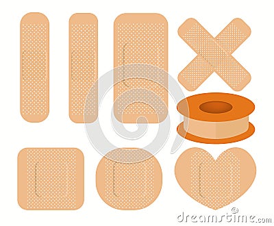 set of medical band plaster or first aid medical adhesive bandages or medical patch plasters concept Vector Illustration