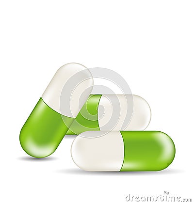 Set medical capsule on white background Vector Illustration