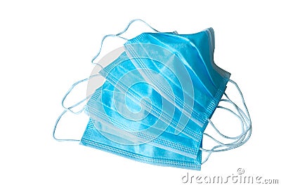 Set of medical face mask or surgical ear loop mask with copy space. Stock Photo