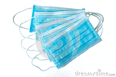Set of medical face mask or surgical ear loop mask with copy space. Stock Photo