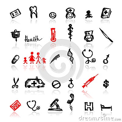 Set of medical icons, sketch for your design Vector Illustration