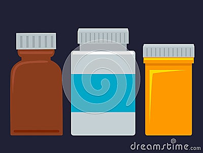 Set of Medicine Bottles Vector Illustration