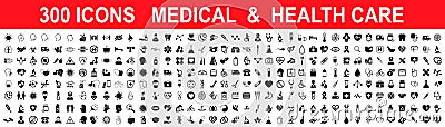 Set 300 Medicine and Health care flat icons. Collection health care medical sign icons â€“ vector Vector Illustration