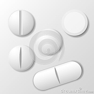 Set of medicine pill - tablet drug Vector Illustration