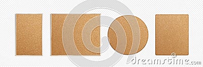 Set of memo pin boards with cork texture Vector Illustration