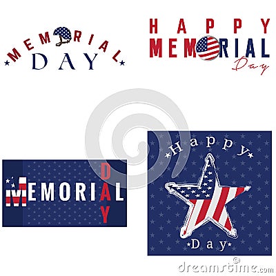 Set of memorial day labels Vector Illustration