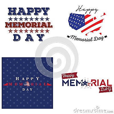 Set of memorial day labels Vector Illustration