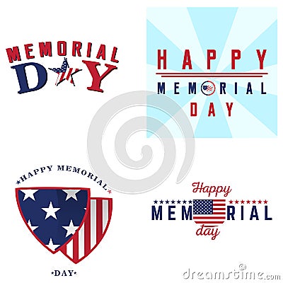 Set of memorial day labels Vector Illustration