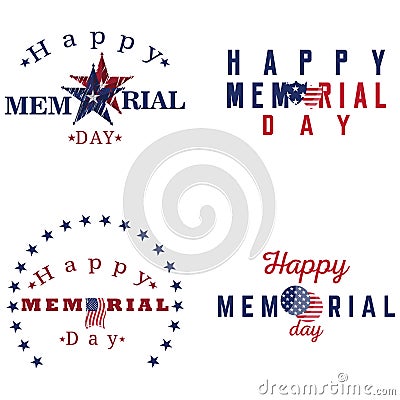 Set of memorial day labels Vector Illustration