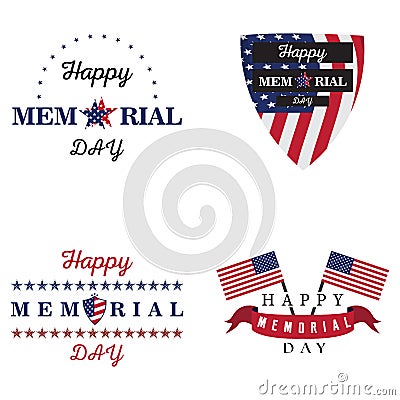 Set of memorial day labels Vector Illustration