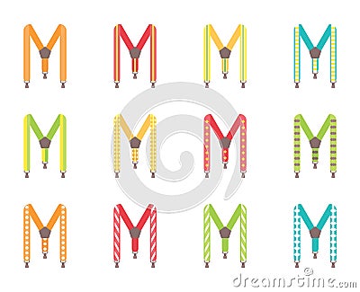 A set of men`s suspenders. Vector Illustration